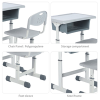 Ensemble bureau et chaise ergonomiques modernes réglables en hauteur pour étudiants, mobilier scolaire ignifuge en HDF pour salle de classe primaire