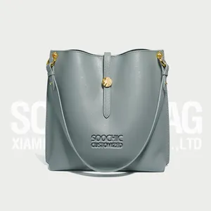 Abito sochic grigio scuro <span class=keywords><strong>borsa</strong></span> a secchiello media da <span class=keywords><strong>donna</strong></span> <span class=keywords><strong>borsa</strong></span> personalizzata in pelle di lusso Casual borsetta a tracolla Vintage - Product Image 1