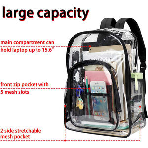 Holy Luck College Workplace <strong>Clear</strong> <strong>Backpack</strong> Heavy Duty PVC Transparent <strong>Backpack</strong> with Reinforced Strap - Product Image 3
