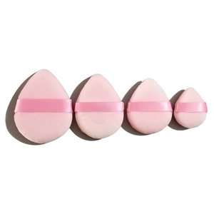 Lot de 4 éponges de <span class=keywords><strong>maquillage</strong></span> en velours en forme de goutte, mélangeurs de <span class=keywords><strong>maquillage</strong></span> roses et noirs, avec emballage personnalisé, houppettes cosmétiques en gros - Product Image 3