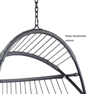 Modern Steel Folding <b>Egg</b> <b>Chair</b> Strong <b>Swing</b> Seat PE Wicker Rattan Hanging Outdoor Furniture for School Park Hotel Courtyard - Product Image 3