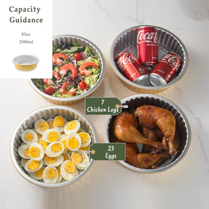 Custom 1130ml Round Printing Gold Aluminum Foil <b>Soup</b> Bowl Takeaway Aluminum Foil Food Packaging <b>Container</b> With Lids - Product Image 5