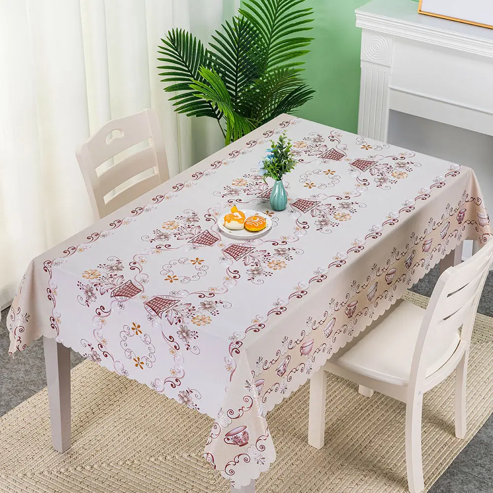 IUIU Coffee Floral Pattern PVC Printed Manteles De Mesa Tablecloth