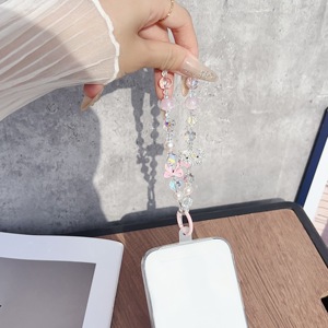 Handmade Dễ Thương <span class=keywords><strong>Hello</strong></span> <span class=keywords><strong>Kitty</strong></span> Điện Thoại Quyến Rũ Chuỗi Dây Buộc An Toàn Trường Hợp Tùy Chỉnh Dây Buộc Dây Đeo Cổ Tay Với Đính Cườm Vòng Tay Keychain - Product Image 1