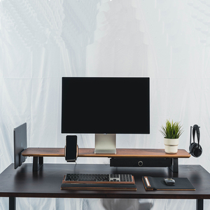 Étagère en bois SAMDI avec support pour ordinateur portable, support pour moniteur avec organisateur d'étagères, étagère de bureau esthétique - Product Image 5