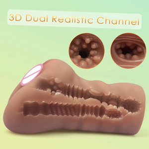 Fábricas Chinas Venden Masturbador Masculino con Vagina Texturizada, Ano Estrecho, Vagina de Bolsillo, Dos Canales Realistas en 3D, Juguete Sexual para Adultos - Product Image 4
