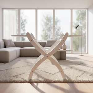 Support pliant moderne et écologique <span class=keywords><strong>en</strong></span> <span class=keywords><strong>bois</strong></span> massif pour berceau <span class=keywords><strong>à</strong></span> bascule, idéal pour chambre et salon - Product Image 1