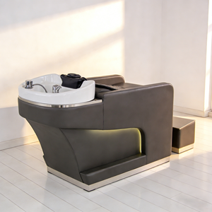 Chaise de lavage inclinable en acier inoxydable avec lavabo en céramique pour salon de beauté et équipement de <span class=keywords><strong>coiffure</strong></span> - Product Image 3