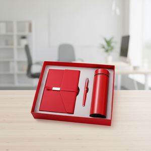 2026 Wholesale Business Luxury Diary Bottle Customizable Pu Leather <b>A5</b> Blue <b>Notebook</b> Gift Set With Pen and Thermos Cup - Product Image 5