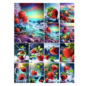 Diamond Art Embroidery Painting New Hot Fresh Fruit Strawberry In Water Full Diamond Mosaic Square/Round Drill Kitchen Home Gift