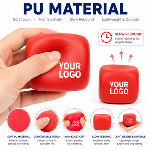 Balle anti-stress carrée en PU avec logo personnalisé, forme cube, jouet en mousse souple à presser pour soulager le stress et l'anxiété, cadeau promotionnel d'entreprise - Product Image 3