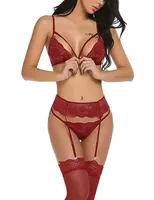 Lingerie sexy pour femmes, grande taille, lingerie sexy en dentelle brodée, ensemble de pyjama sexy