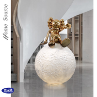 Escalier de villa duplex Moon Bears, décoration intérieure d'angle, sculpture de sol en verre et acier abstraite, luxe léger, salon