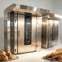 Four rotatif à 64/32 plateaux, prix compétitif, gaz/électrique, grand four rotatif de boulangerie à chariot pour la cuisson du pain, four industriel de boulangerie à vendre