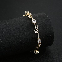 Pulsera de latón chapada en oro de 14 quilates con diseño de tulipán y rosa, con cierre, delicada, con circonitas de colores, para mujer, regalo, venta al por mayor