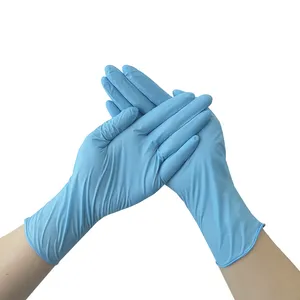青い使い捨て薬廃棄検査医療用粉末ニトリル手袋