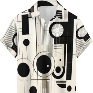 Chemise boutonnée à col montant pour homme, coupe standard, logo personnalisé, respirante, impression sérigraphique ODM, décontractée, à manches courtes, pour les vacances d'été - Product Image 1
