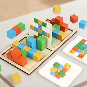 Puzzle di Abbinamento Colori, Cubi da Costruzione, Gioco di Logica e Ragionamento Matematico per Bambini, Abbinamento con Carte, Gioco Interattivo con Blocchi - Product Image 2