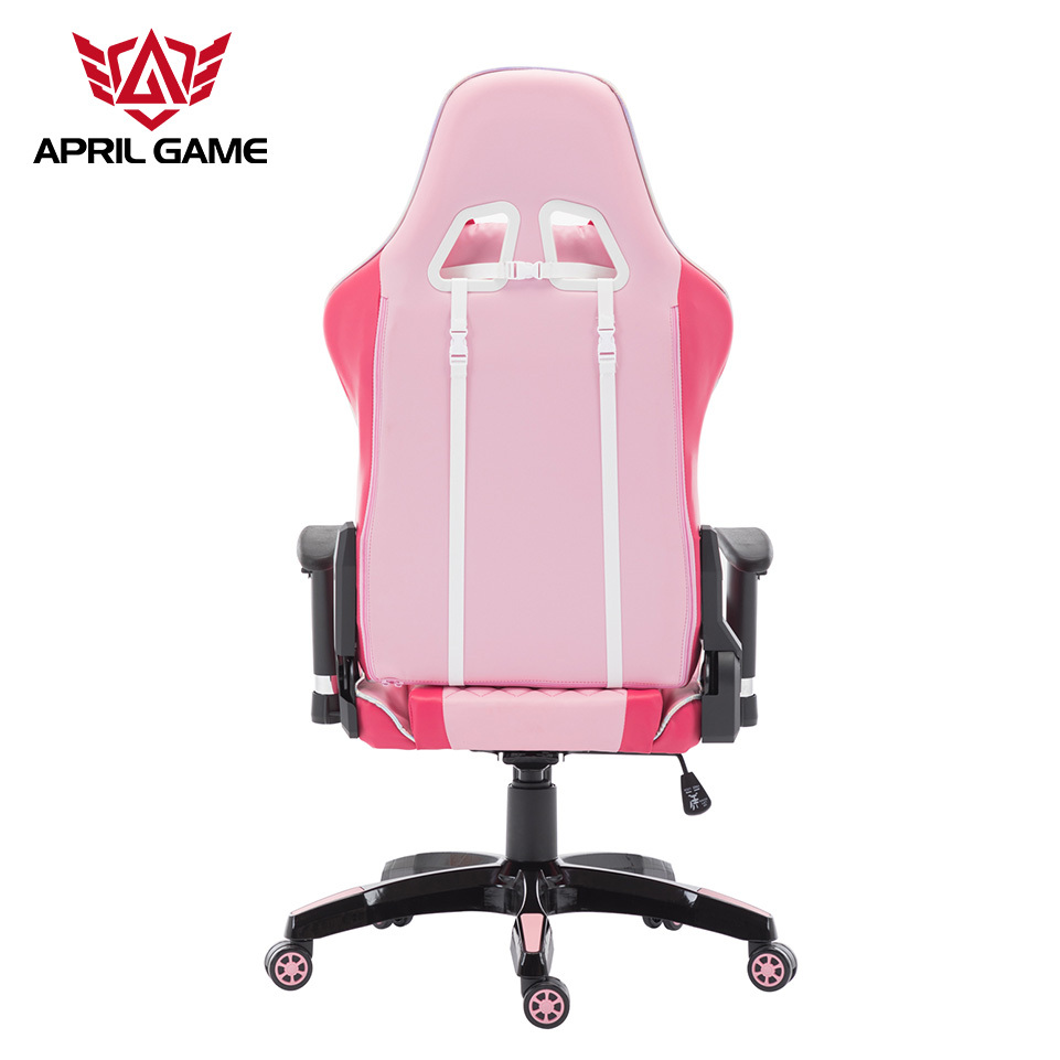 High quality custom Logo ergonomic leather PU 180 degree recliner chair computer game pink