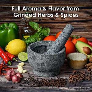 Ensemble de <span class=keywords><strong>mortier</strong></span> et de pilon en <span class=keywords><strong>pierre</strong></span> naturelle de vente chaude broyeur d'herbes d'épices en granit pour l'assaisonnement outil parfait pour votre cuisine - Product Image 3