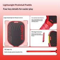 Raquette de pickleball de type offensif rouge personnalisée en usine, noyau EPP, fibre de carbone T700, nouveau modèle compétitif professionnel