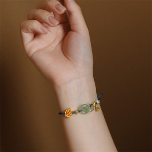 Pulsera de Anillo con Hebilla Ping An para Niñas, Diseño de Nicho, Cordón Tejido a Mano, para Novia - Product Image 3