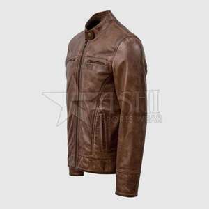 Wholesale High Quality <b>Men's</b> Leather <b>Jacket</b> with Zipper Style <b>Down</b>-<b>Filled</b> for Winter Factory Price Reasonable - Product Image 6