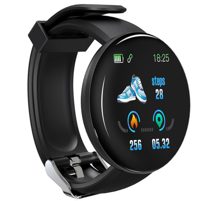 D18 Waterproof Smartwatch for Men Women Round TFT Display Fitness Tracker with Heart Pressure Monitor Screen Round Smart Watch