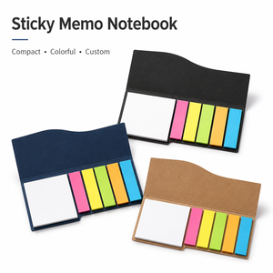 Set de Bloc de Notas Adhesivas de Papel Kraft Ecológico con Logotipo Personalizado, 3 en 1, Portátil, con Marcadores de Página Coloridos, para Regalo - Product Image 1