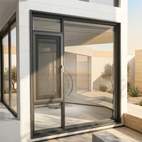 Ventana abatible de cristal con marco estrecho para baño, sótano, Hotel, sala de estar, Exterior, Patio francés, ventana, ventanas integradas de malla