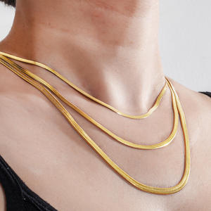 2-5 ثعبان 40*45 + 40 + 5 غير القابل للصدأ سلسلة ثعبان العظام سلسلة مسطحة قلادة سوار خلخال مجوهرات ديي بالجملة - Product Image 5