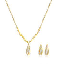 Conjunto de joyería de moda con incrustaciones de circonita en forma de gota de agua, aretes de aleación de zinc, regalo para ocasiones especiales - Product Image 4