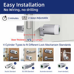 اسطوانة إلكترونية مقاومة للماء واي فاي بطاقة بلي بصمة اسطوانة رقمية مع تويا قفل اسطوانة ذكي قابل للتعديل - Product Image 2