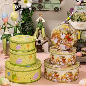 DAMAI <b>Easter</b> Tin Box Tinplate Candy Boxes <b>Easter</b> Tin Cartoon Party Treat Box Rabbit Candy Basket With Lid for <b>Easter</b> Supplies - Product Image 1
