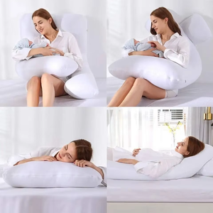 Oreiller de corps <span class=keywords><strong>360</strong></span> ° Oreiller de grossesse en forme de U de luxe Remplissage de gel de refroidissement déchiqueté Conception ergonomique Lavable à double face - Product Image 2