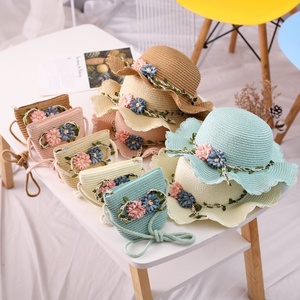 2026 New Children's <b>Hat</b> and <b>Bag</b> Set Summer Wide Brim Beach Straw <b>Hat</b> with Flower and Shoulder Purse <b>Bag</b> for Outdoor - Product Image 6