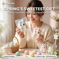 Cadeau de Pâques : Jouet Squishy en Silicone Lapin Mignon, Lot de 5 Pièces, Kawaii, Grandes Yeux, Chat, Ours, Grenouille, Anti-Stress, Fidget, OEM TONGXIN