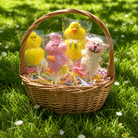 Sucettes géantes 80g en forme d'animaux de Pâques, assortiment poussin, lapin, mouton, bonbons durs pour fêtes, cadeaux de fête, vente en gros, personnalisables