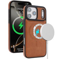 Étui de téléphone en cuir PU de haute qualité pour iPhone 12 13 14 15 16 17 Pro Max, coque arrière magnétique robuste