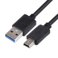 Cable cargador de datos USB 2,0 personalizado tipo A macho a Mini B 5 pines tipo T V3 Cable para reproductores de MP3 Dash Cam receptor GPS