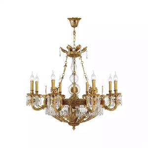 Lámpara de techo de cristal transparente K9 para comedor, luz colgante de lujo con 8 brazos de bronce para dormitorio - Product Image 1