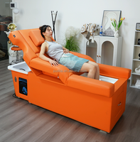 Lit de lavage de cheveux électrique avec massage et lumière LED bleue pour salon de coiffure et soins du cuir chevelu
