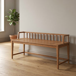 Banc d'extérieur en teck massif de qualité supérieure, 3 places, dossier à lattes verticales, chaise de jardin pour patio - Product Image 3