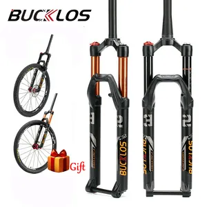 BUCKLOS-freno de disco recto con eje pasante, 26/27.5/29, 140mm, de viaje, con ajuste de rebote, horquilla de bicicleta QR