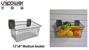 Étagère de supermarché robuste Unipower avec panier métallique et finition thermolaquée pour mur à panneaux - Product Image 5
