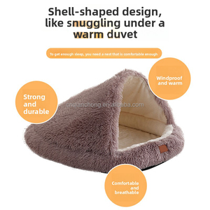 Cuccia per Cani Invernale Calda Ecologica Semi-Chiusa Rotonda Lavabile Lussuosa Soffice Peluche da Esterno con Cappuccio Letto per Animali Domestici Morbido - Product Image 4