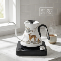 Bouilloire électrique intelligente à col de cygne 0,8 L en acier, chauffe-eau numérique pour thé et café, fonction maintien au chaud