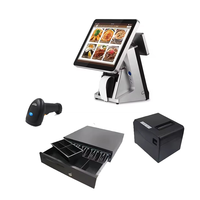 Máquina de facturación Pos de pantalla táctil I-ntel de doble pantalla de 15 pulgadas todo en uno J1900 J1800 Pos Machine Win-dow