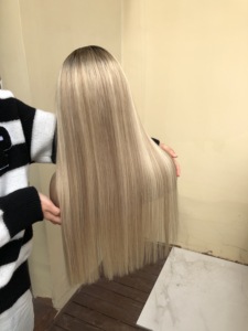Nueva Llegada Highlight Hair U Part Peluca Cabello Humano 22 "150 Densidad Cabello Liso Sedoso Transparente Brasileño 1 PC Largo Medio - Product Image 3