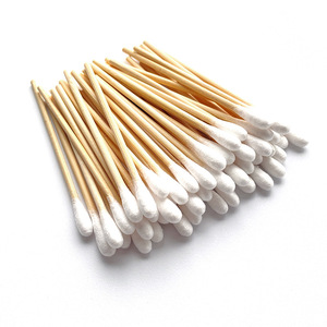 Hisopos de algodón Haining Tide de 7.5 cm con cabeza pequeña y delgada, desechables, con varilla de bambú para limpieza de oídos y uso cosmético. - Product Image 5